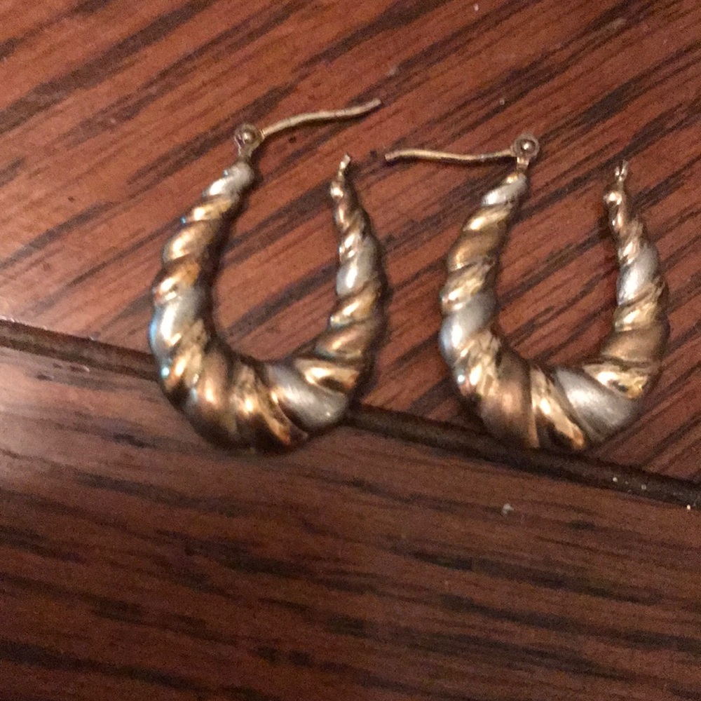 Two toned silver/gold oval earrings